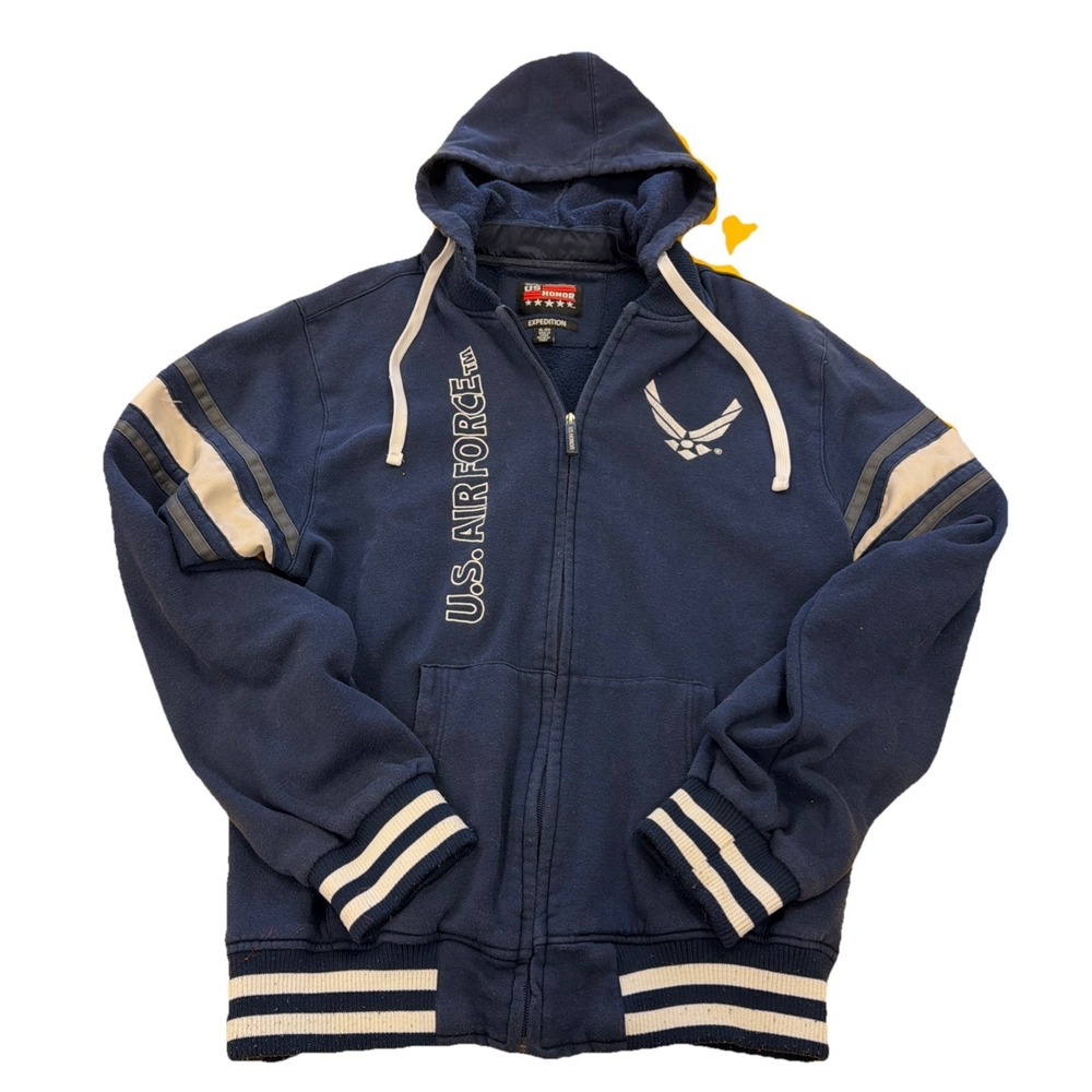 US Air‎ Force Drawstring Full Zip Hoodie Size XL US Honor Expedition Ribbed Hems